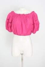 blusa cropped laguna feminina rosa com recortes