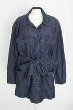 sobretudo jeans amissima feminino azul com faixa na cintura