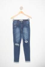 calça jeans safi feminina azul com barra italiana