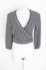 blusa sacada feminina bicolor com faixa na cintura