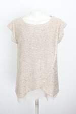 blusa feminina bege com forro e paetê