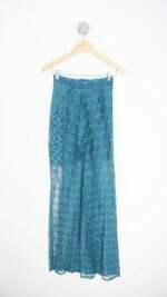 saia max glamm feminina verde com fenda e forro