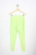 calça de tecido feminina verde com cós com elástico