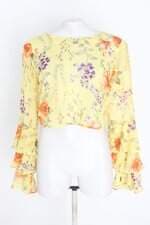 blusa cropped forever 21 feminina amarela floral com transparência