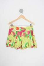 saia farm feminina estampada com forro e pregas