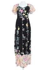 vestido C&A feminino preto floral com fenda