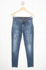 calça jeans damyller feminina azul com pregas