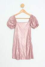 vestido young connection juvenil rosa com forro e paetê