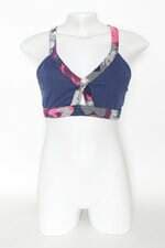 top esportivo feminino azul com com forro e recortes