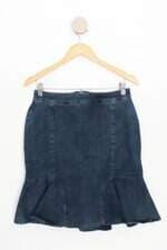 saia jeans damyller feminina azul