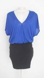 vestido dzarm feminino bicolor com recortes
