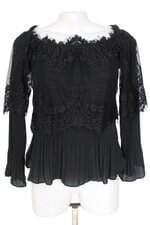 blusa arestta feminina preta com plissado e renda