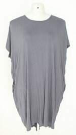 vestido fala feminino cinza com barra mullet
