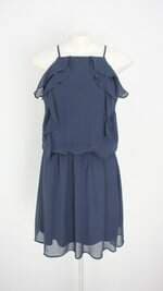 vestido rovitex feminino azul com babado e forro