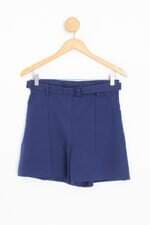 shorts  ssang bang wool feminino azul com cinto e forro