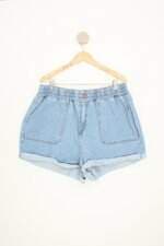 shorts jeans city feminino azul com barra italiana