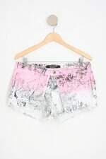 shorts saia lança perfume feminino estampado com sobreposição