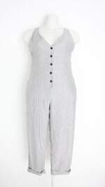 macacão dress to feminino listrado com barra italiana