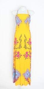 vestido afghan feminino estampado com meio forro