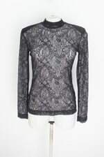 blusa H&m feminina preta com transparência e ombreira 