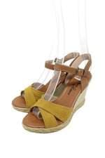 sandália anabela feminina marrom