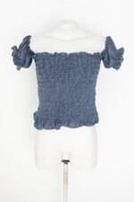 blusa feminina azul com franzido