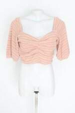 cropped renner feminino listrado com forro e pregas