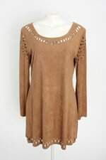 vestido miele feminino marrom com corte à laser