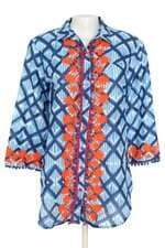 camisa feminina antica sartoria azul com bordado