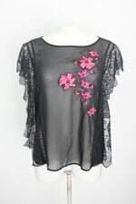 blusa intimissimi feminina preta com bordado e renda