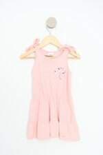vestido elian kids rosa com bordado e paetê