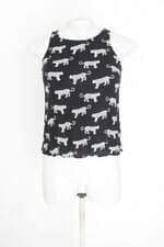 regata H&m feminina preta estampada