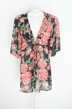 vestido talento feminino estampado  com transparência