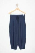 calça de tecido bellamo feminina azul com cós com elástico