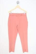 calça de tecido karmani feminina rosa com cinto