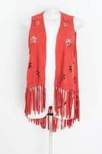 colete feminino terracota com franja