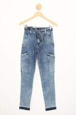 calça jeans iodice feminina azul com faixa na cintura