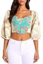 cropped nati vozza feminino estampado com franzido