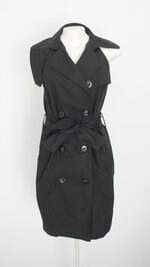 vestido trettiore feminino preto com faixa na cintura