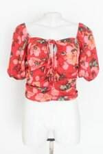 blusa H&m feminina estampada com franzido