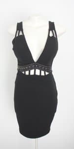 vestido meia louca feminino preto com aplique e bojo