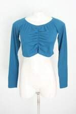 cropped forever 21 feminino azul com franzido