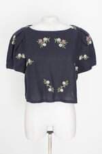 blusa amissima feminina azul com bordado