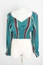 blusa feminina listrada com franzido