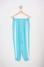 calça de tecido colmeia feminina azul 