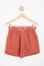 shorts nv feminino marrom com cinto