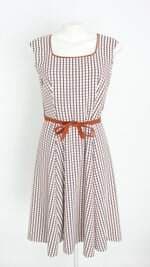 vestido PA Concept feminino xadrez com faixa na cintura e forro