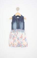 vestido paraiso kids estampado com forro e recortes