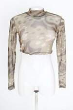 cropped led feminino verde estampado