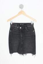 saia jeans zara feminina cinza